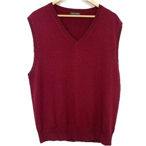 Kallspin Sweater Vest Cashmere Wool Blend V Neck Men Large Maroon Casual Preppy